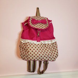 Pink Bow and Polka Dot Backpack